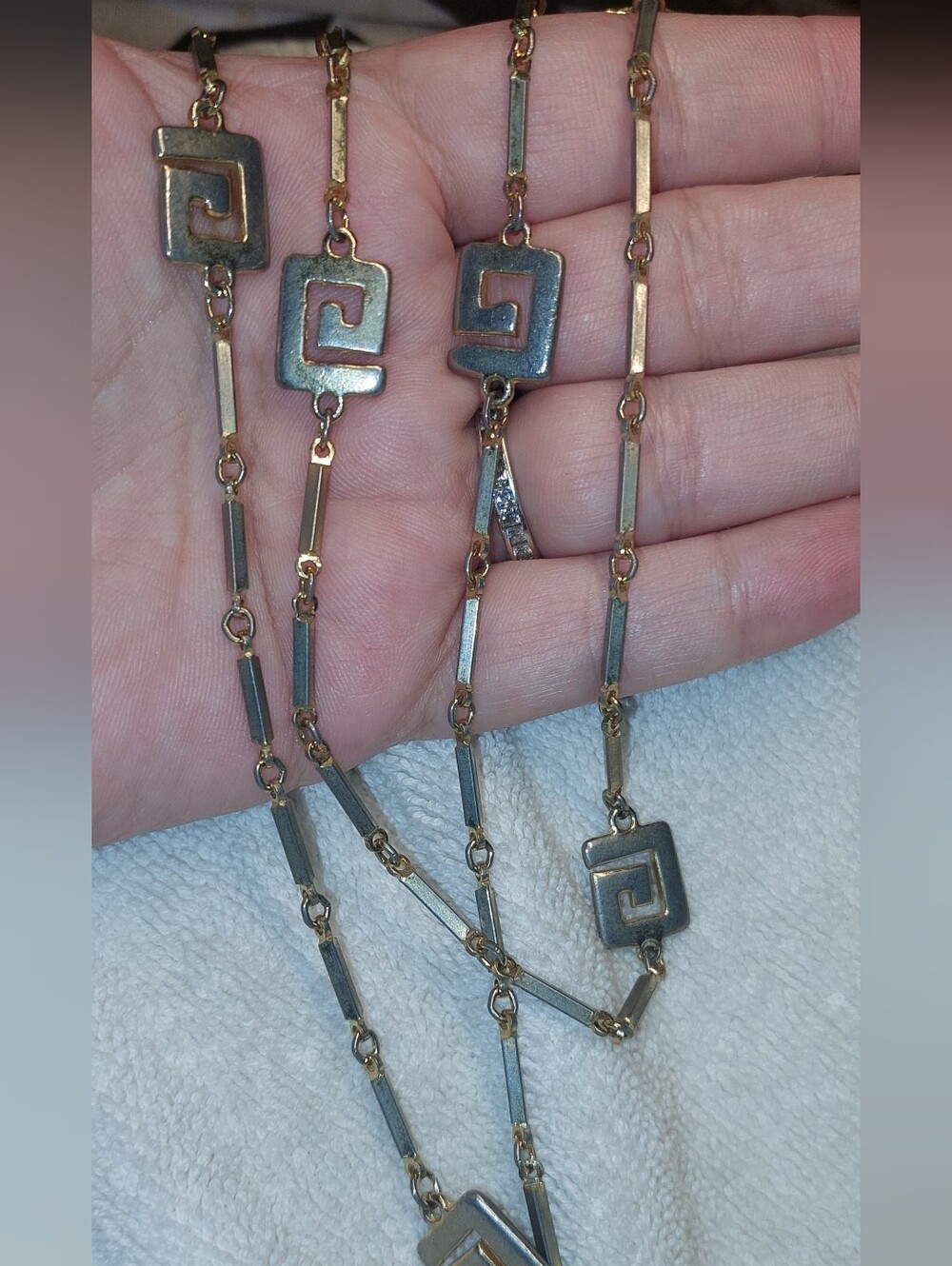 Long Gold-Tone Geometric Link Necklace - Women Jewelry